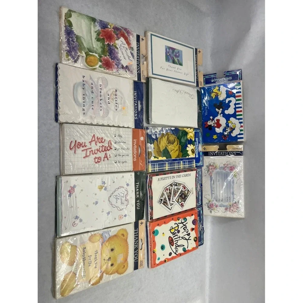 Vintage Greeting Card Lot Invitations Thank You Baby Bridal Shower  11pk
